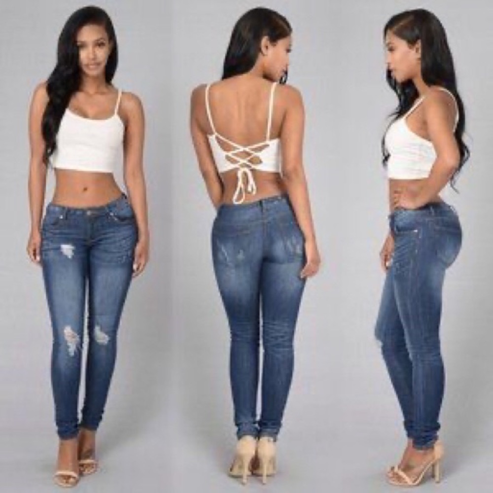 Fashion Nova clöuc dark ripped denim jeans size 3